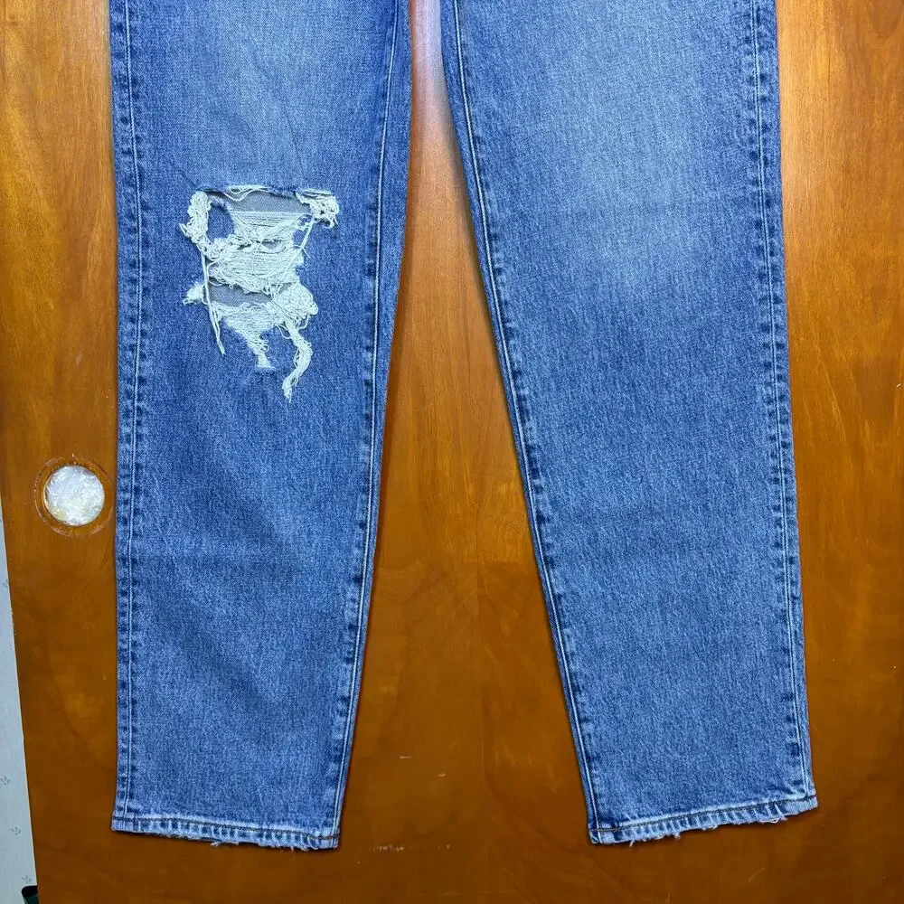 Madewell The Tall Perfect Vintage Straight Jean Sz 26T Kingsbury Wash Knee-Rip